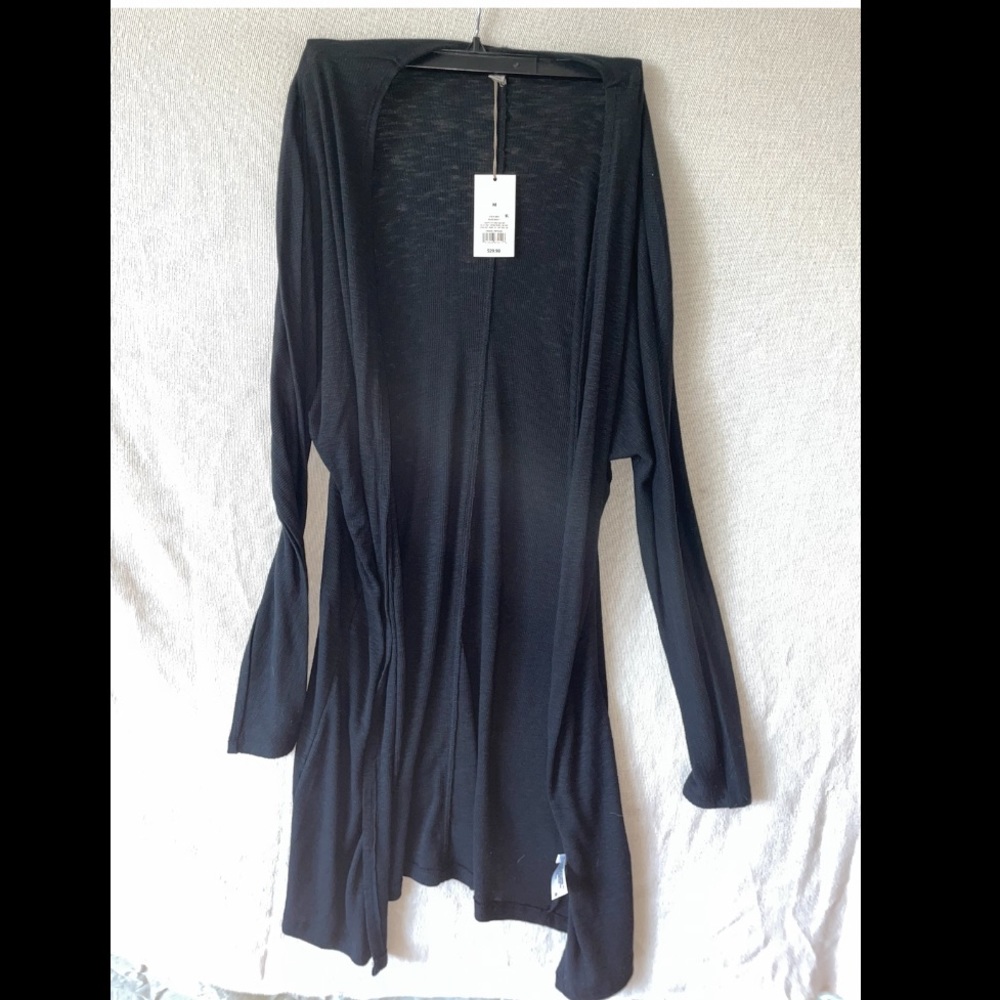 Long black light feeling cardigan